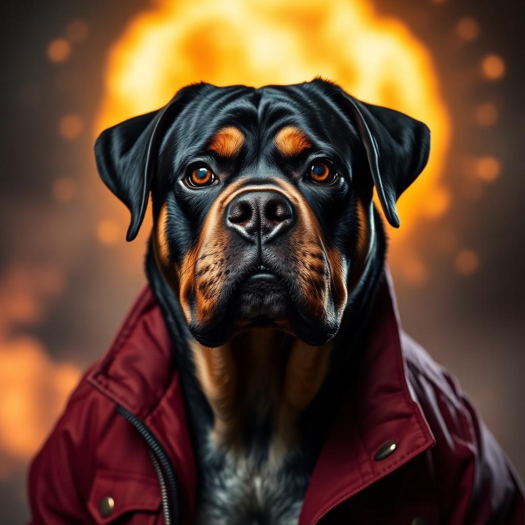 Pet portrait in Action Hero theme