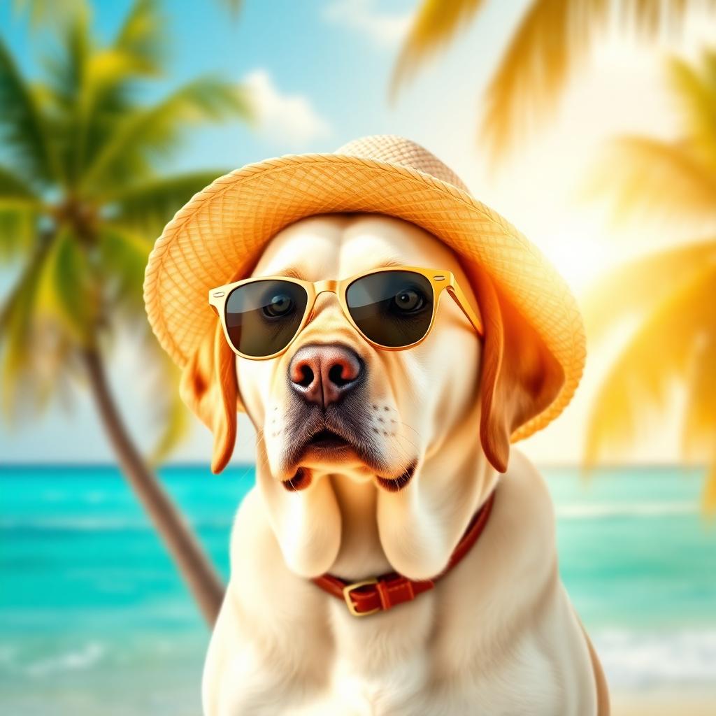 Pet portrait in Beach Vacation theme