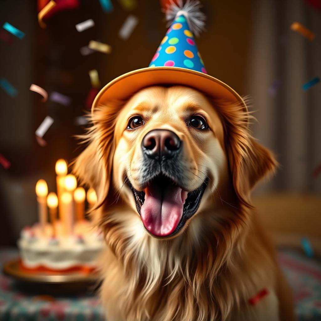 Pet portrait in Birthday theme