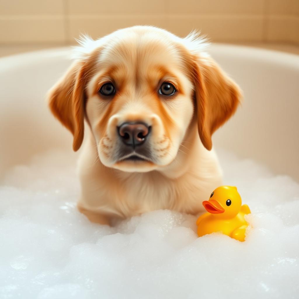 Pet portrait in Bubble Bath theme