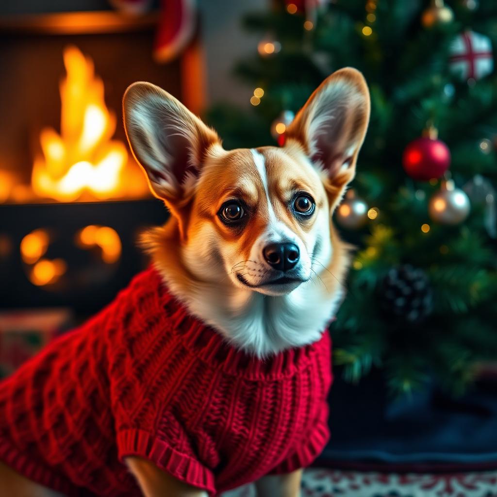 Pet portrait in Christmas theme