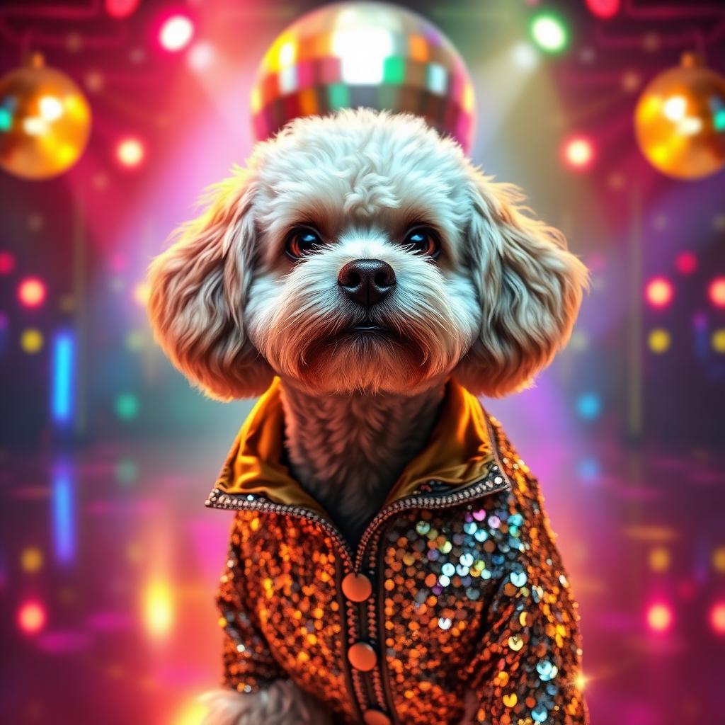 Pet portrait in Disco Star theme