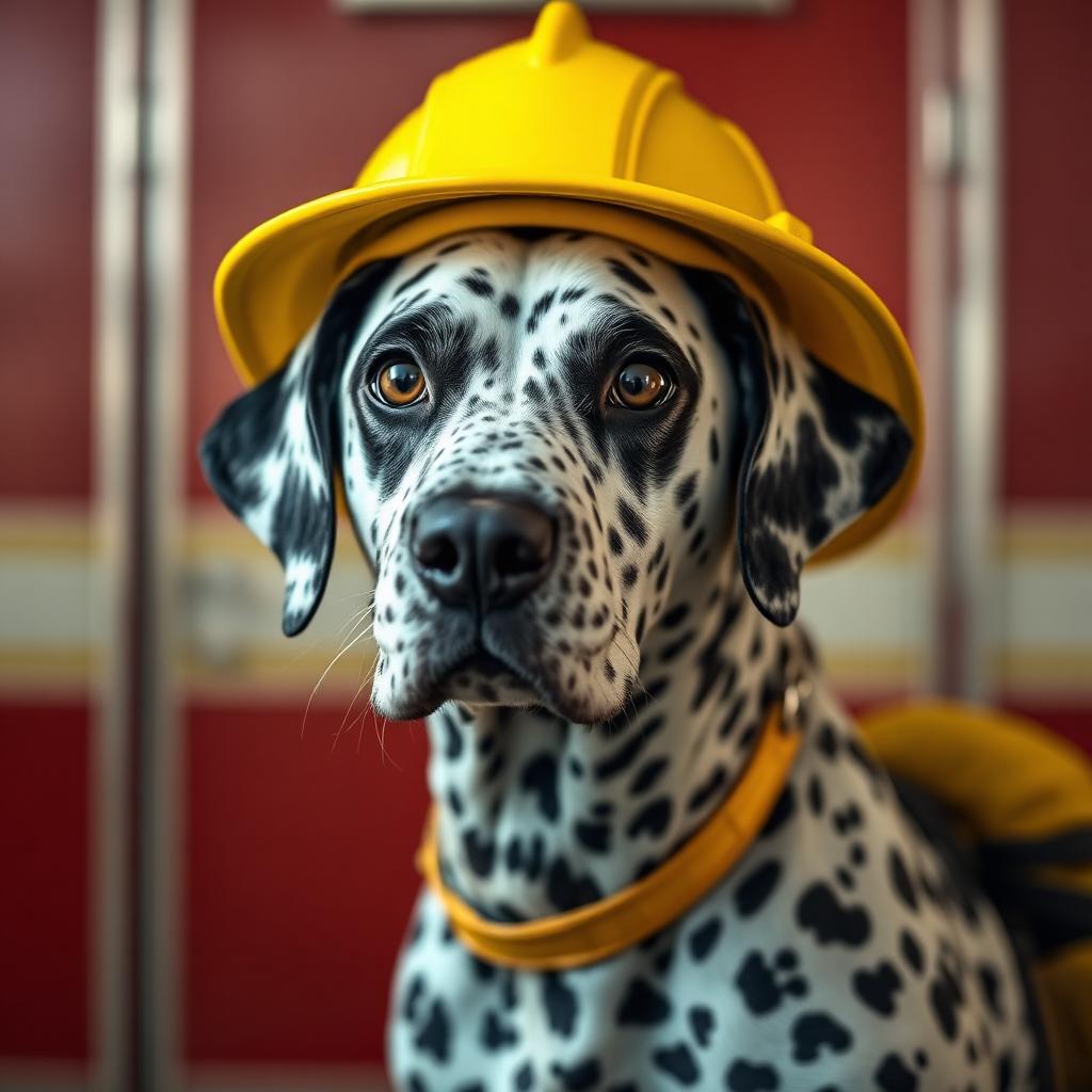 Pet portrait in Firefighter theme