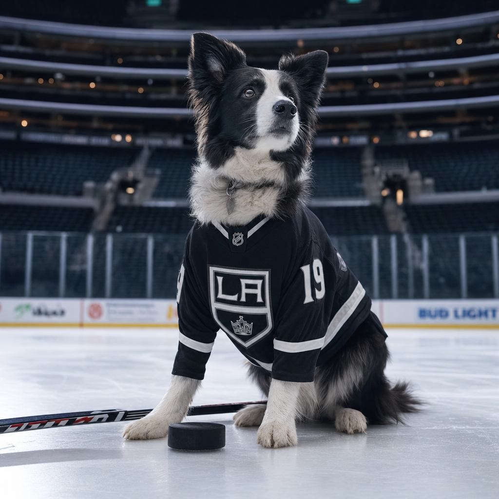 Pet portrait in Hockey Star theme