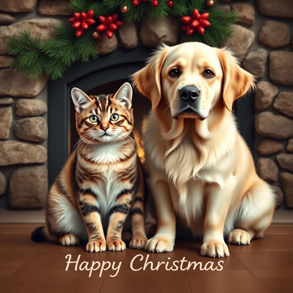 Pet portrait in Holiday Card theme