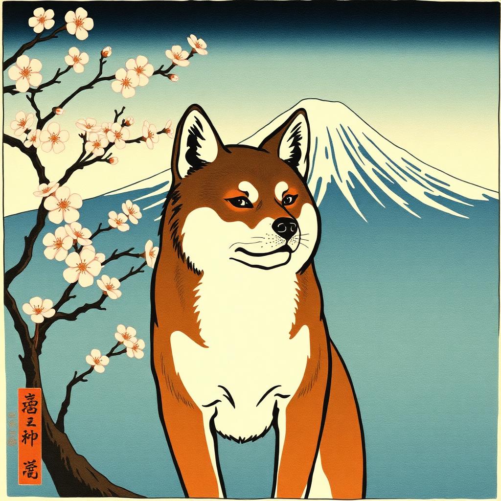 Pet portrait in Japanese Woodblock theme