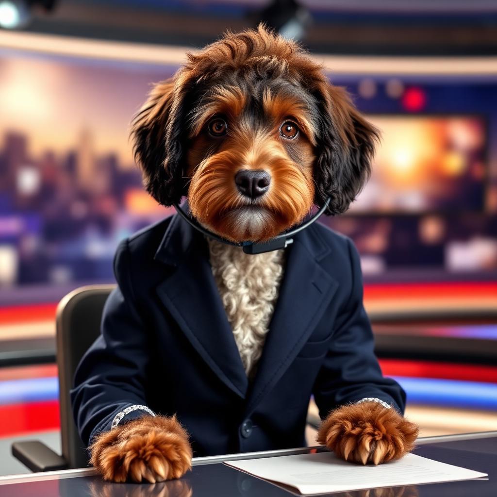 Pet portrait in News Anchor theme