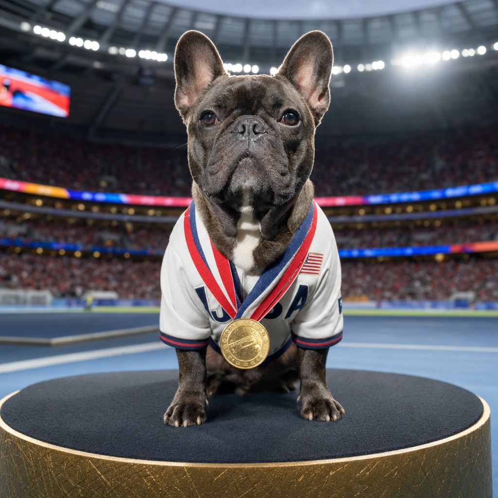 Pet portrait in Olympic Athlete theme