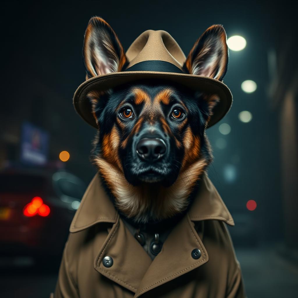 Pet portrait in Police Detective theme