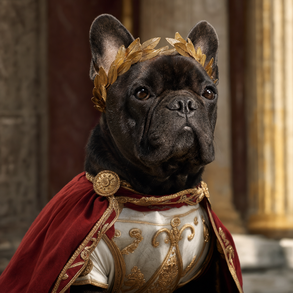 Pet portrait in Roman Emperor theme