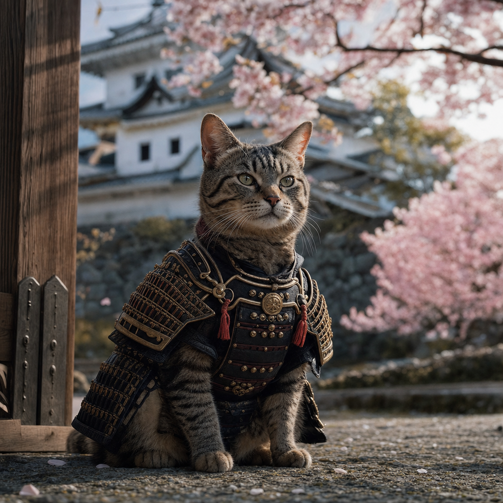 Pet portrait in Samurai theme
