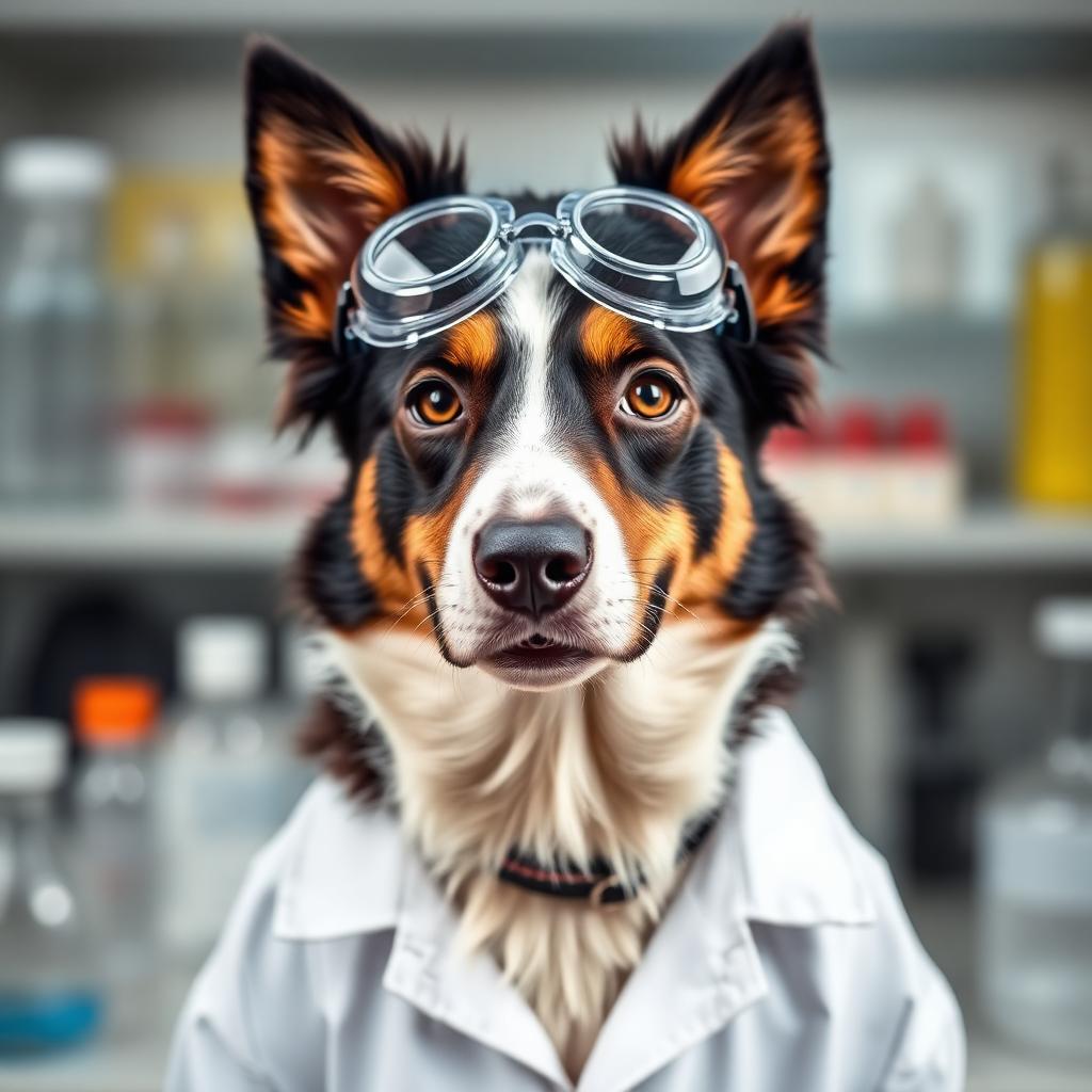 Pet portrait in Scientist theme