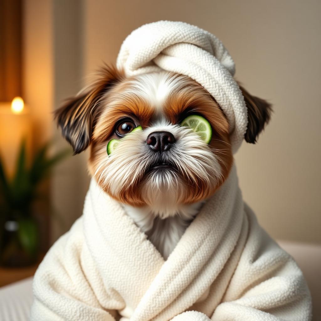 Pet portrait in Spa Day theme