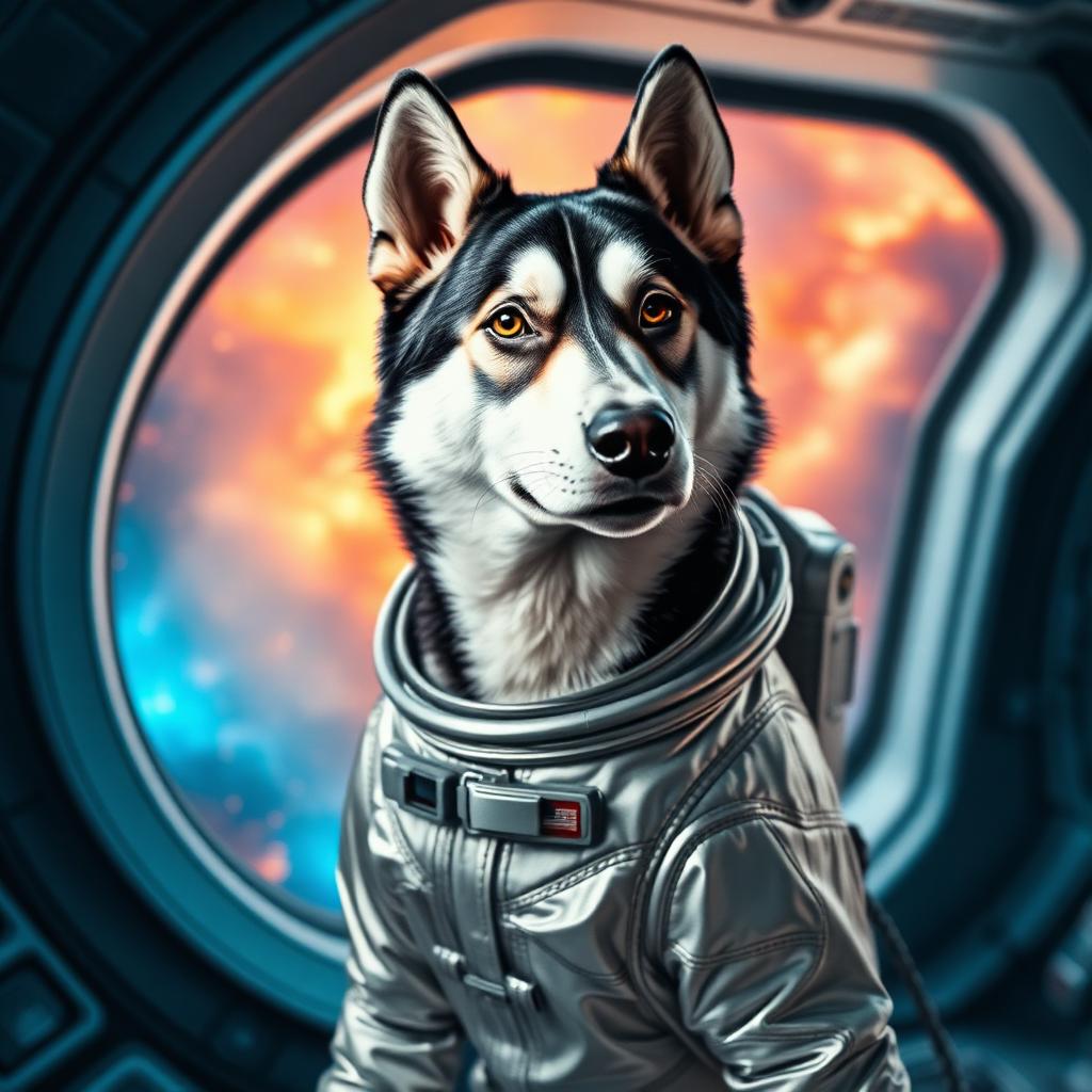 Pet portrait in Space Explorer theme