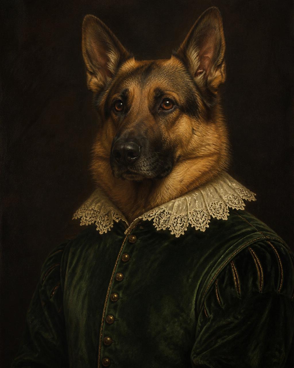 Pet portrait in the Renaissance Painting theme