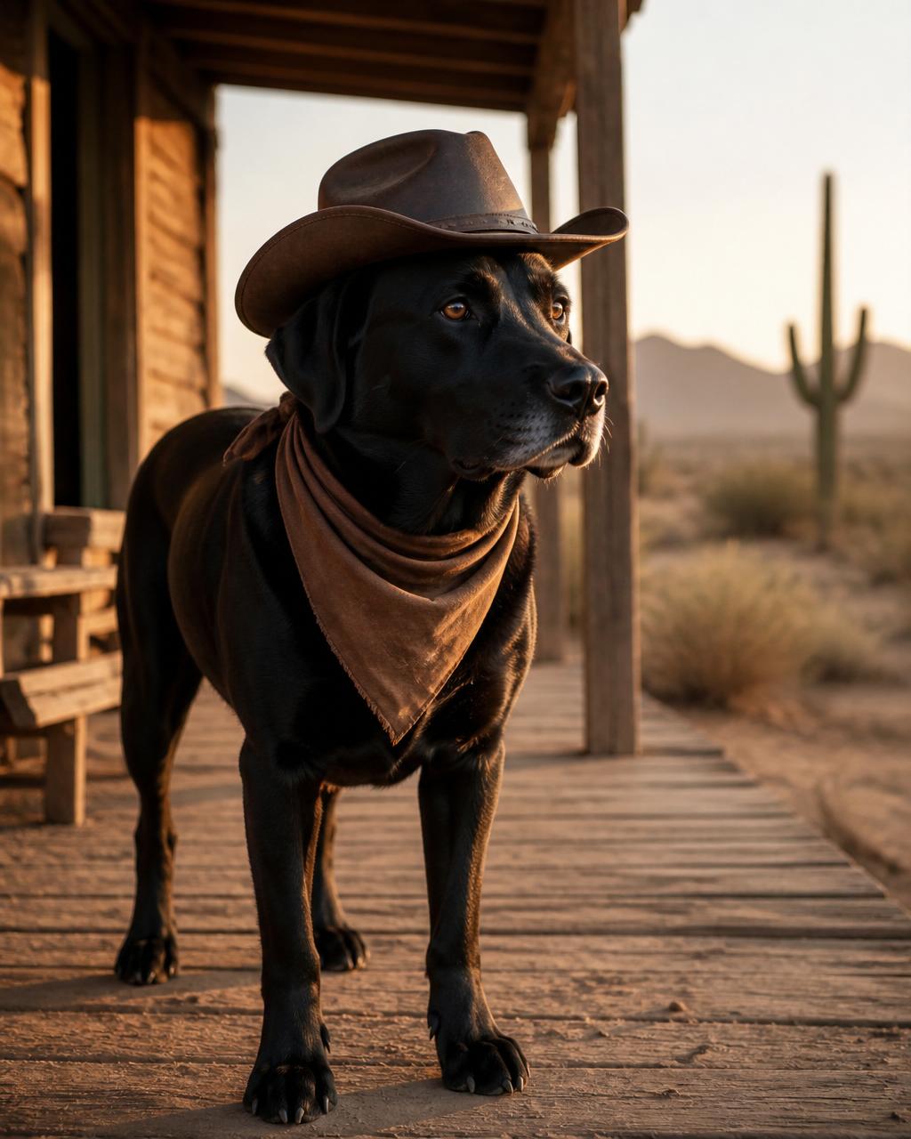 Pet portrait in the Wild West theme