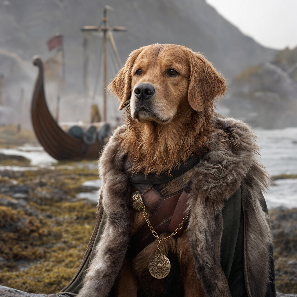 Pet portrait in Viking Explorer theme
